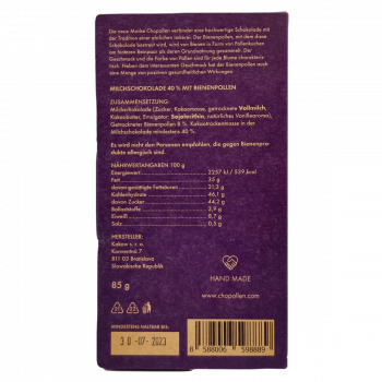 Chopollen Milchschokolade Packung hinten