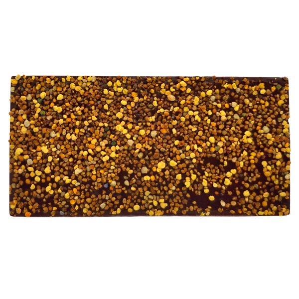 Bitterschokolade mit Bienenpollen 74 Schokoladenrückseite